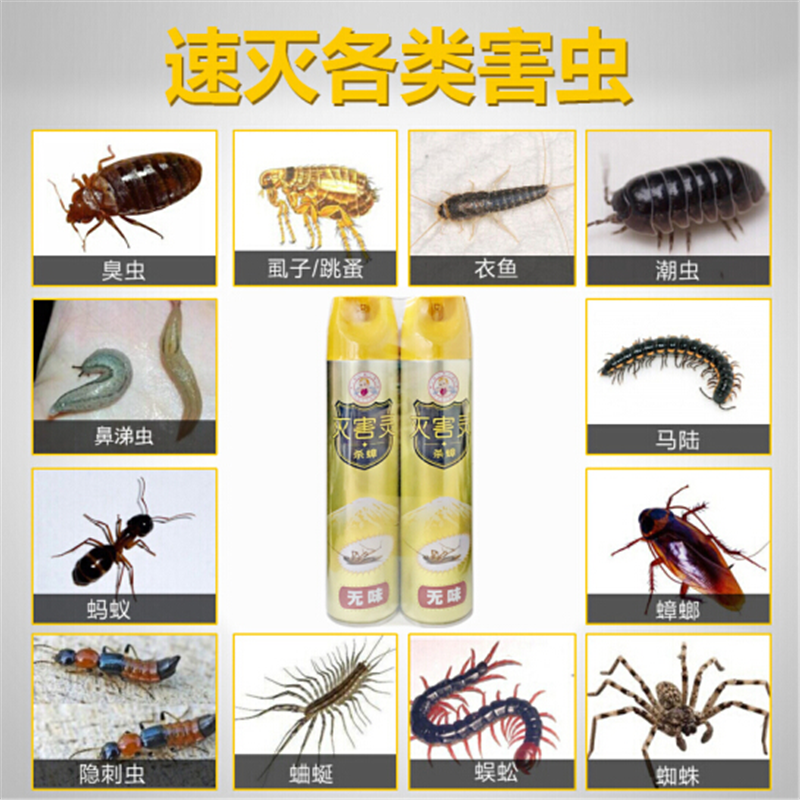 苏 识 灭害灵杀虫剂水气雾喷雾剂无味专杀蟑螂药 蚊子 飞虫 白蚂 蚁除 苍蝇 臭虫 2瓶装 550ml*2