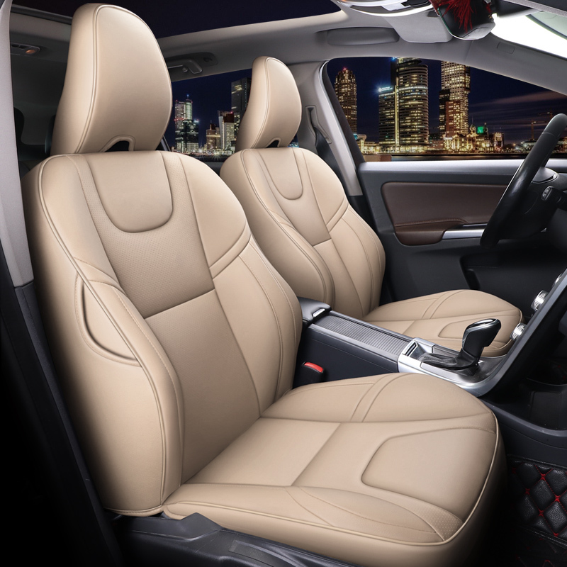 坐垫四季包围皮汽车坐套专车定制座椅套垫xc60专用超纤皮标准版米色平