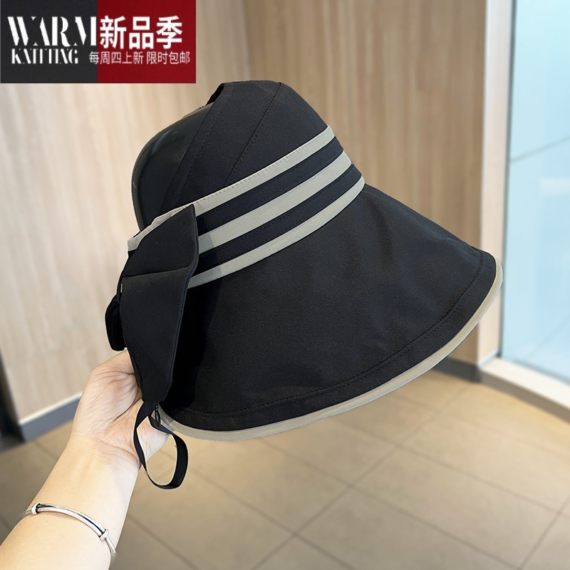SHANCHAO黑胶空顶帽女夏季遮阳帽可折叠出游百搭遮脸太阳帽子