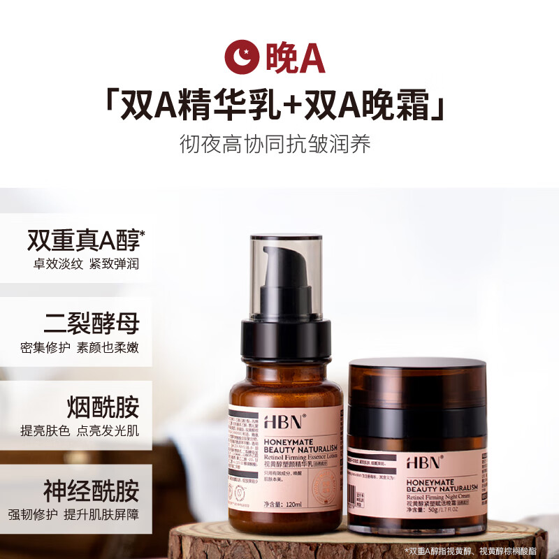HBN水乳晚霜套装视黄醇A醇早C晚A发光水紧致焕亮高清大图