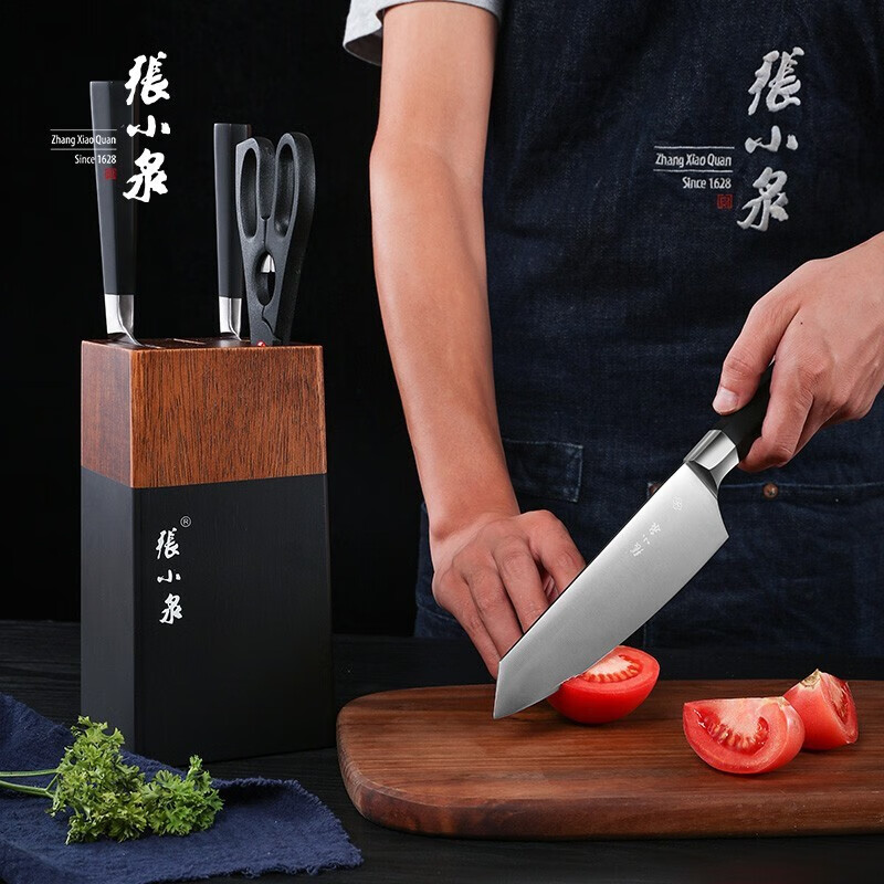 张小泉刀具套装五件套家用厨房全套不锈钢菜刀斩切刀水果刀剪刀组合套刀 配菜板 厨具 5件套高清大图