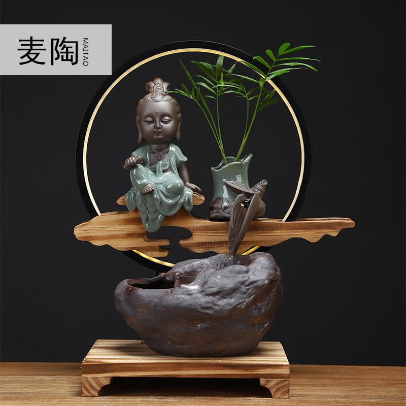 美帮汇创意客厅流水器喷泉加湿器轮办公室家居工艺摆件开业礼品高清大图