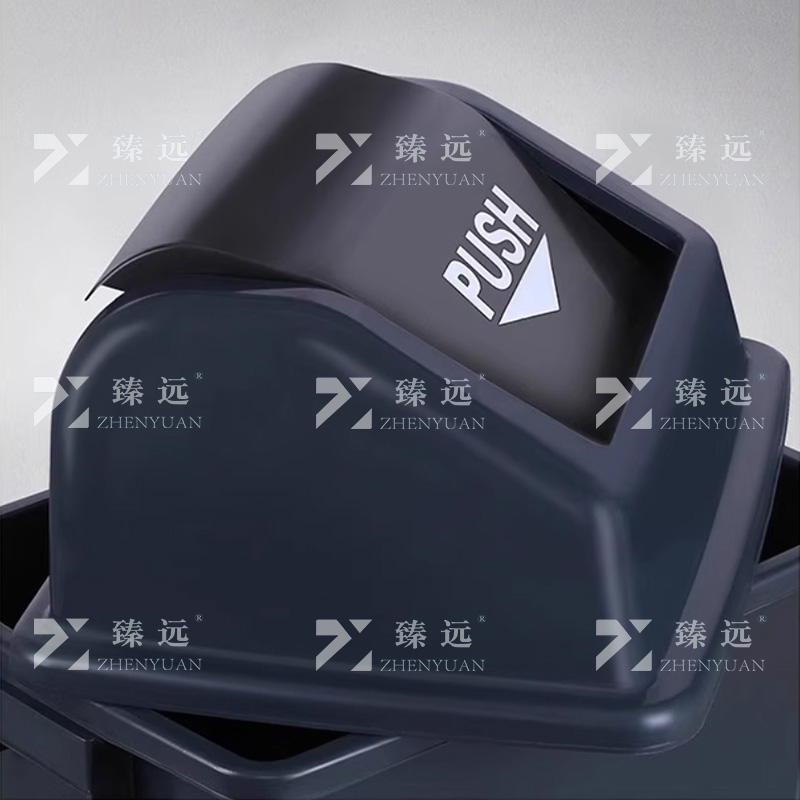 臻远 ZY-FGT-09翻盖垃圾桶带盖环保分类垃圾筒商用办公室垃圾箱 绿色加厚100L高清大图