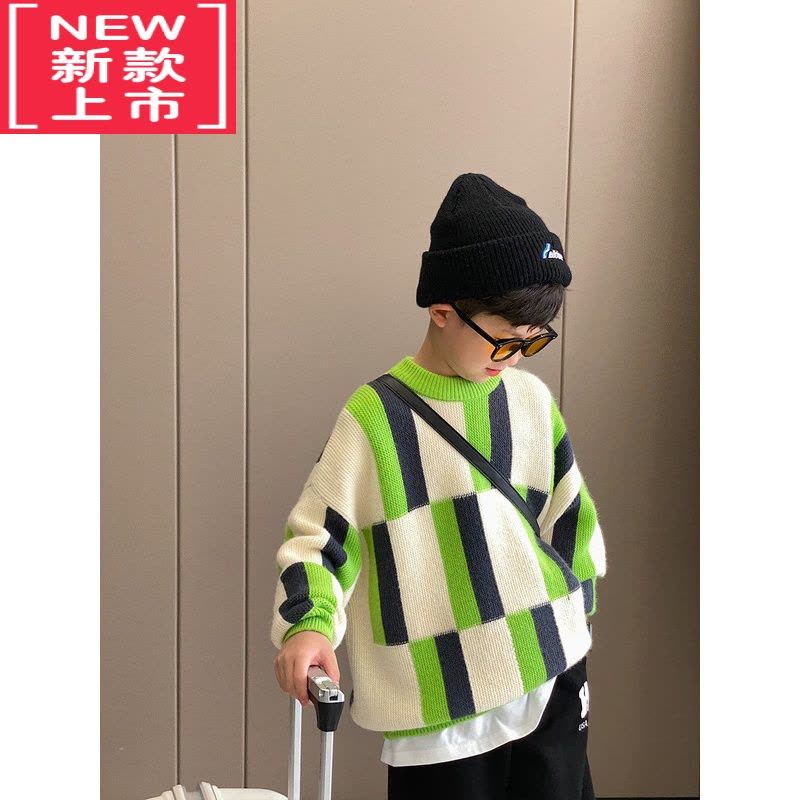 可莉允男童毛衣2022冬装新款洋气中大童线衣韩版复古男孩外套儿童针织衫图片