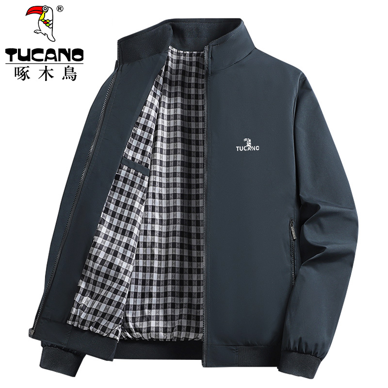 啄木鸟外套男士冬季棉衣加绒加厚保暖棉服宽松加大码爸爸立领夹克 灰色春秋新款 XL建议110-130斤
