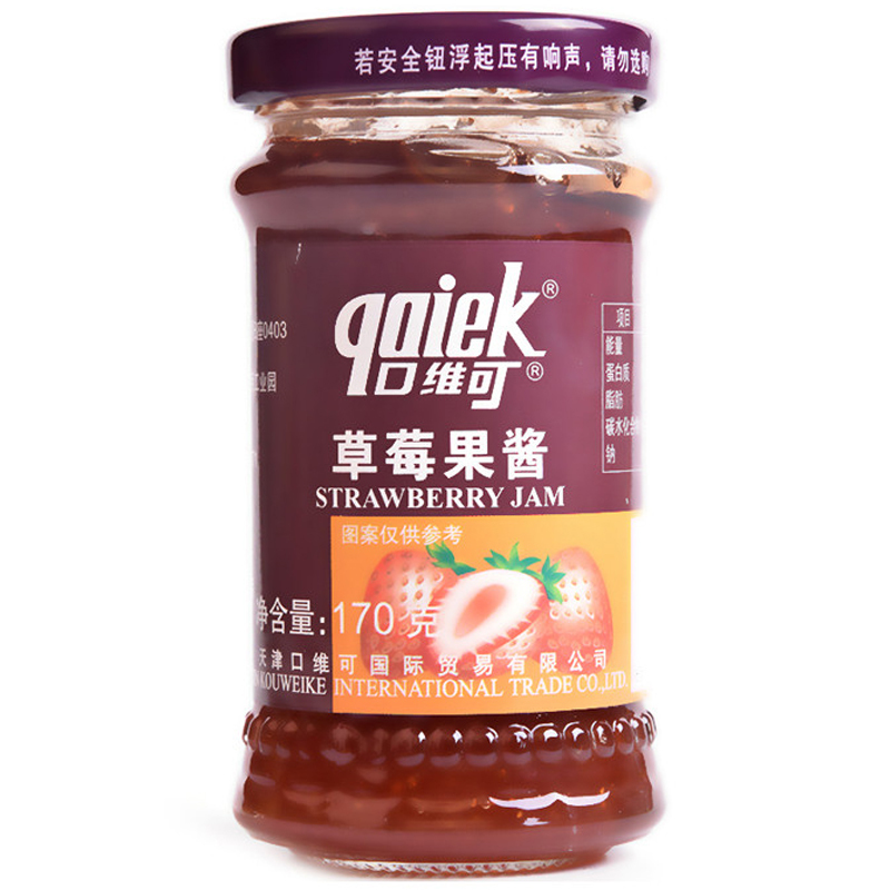 口维可草莓果酱170g早餐涂抹酱吐司酱蛋糕面包酱果酱酱类调料