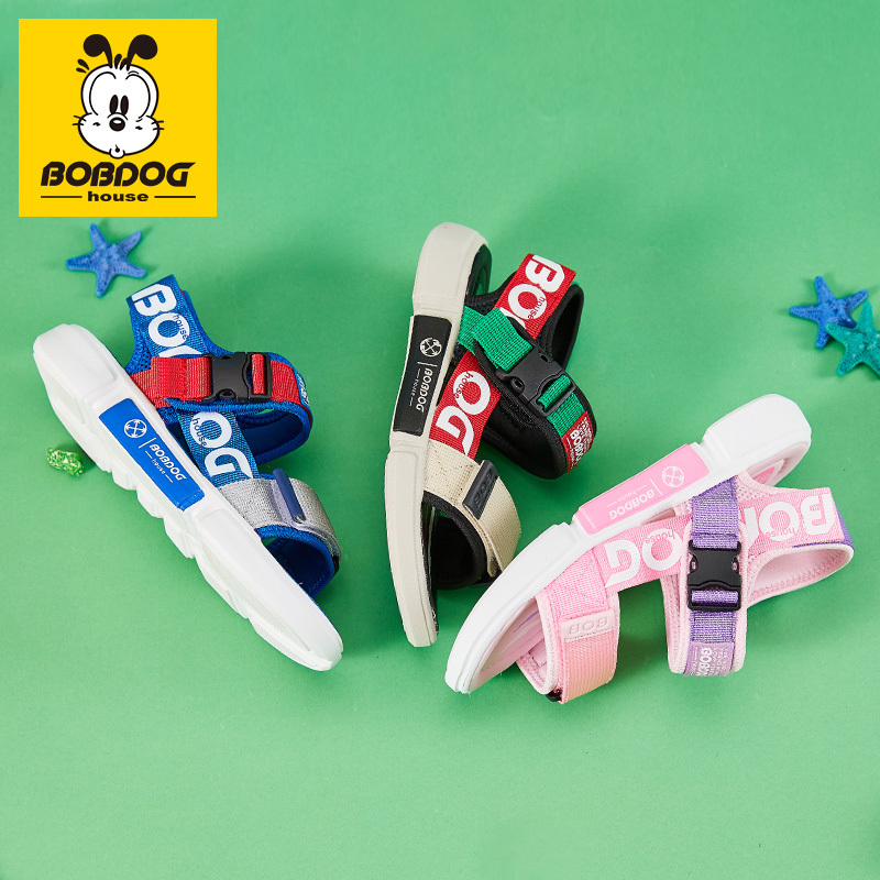 BOBDOG HOUSE巴布豆童鞋儿童凉鞋2019夏季男童女童时尚防滑小孩沙滩鞋T9233