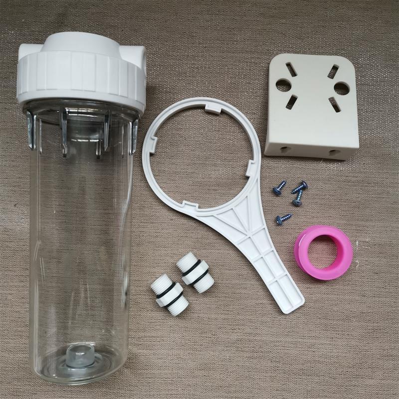 家用自来水pp棉净水器透明前置过滤器10寸厨房单级净水机滤瓶滤芯|滤瓶+4分对丝+扳手4分滤瓶