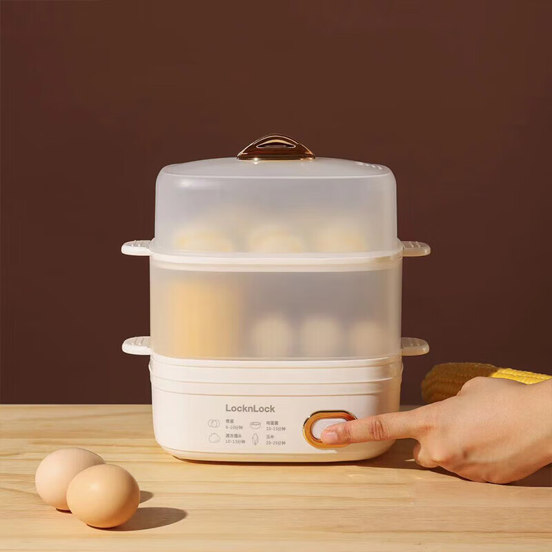 乐扣乐扣 EJE3225WH 煮蛋器 [350W/3.2L] 整锅闷炖煮 双层 防干烧 家用电蒸锅高清大图