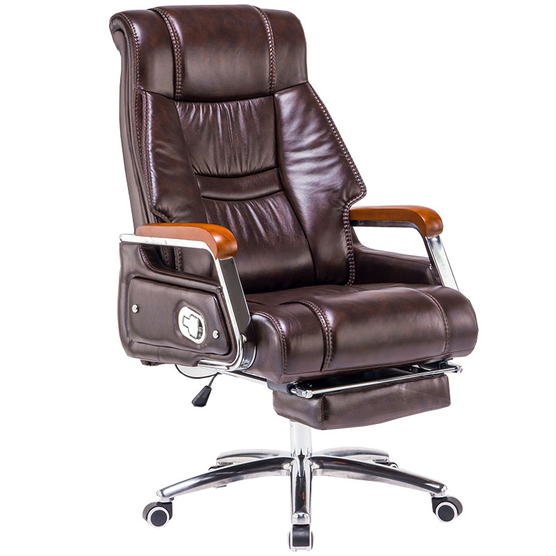 锦北 老板椅升降座椅电脑椅可躺办公椅旋转商务椅 小牛皮+搁脚高清大图