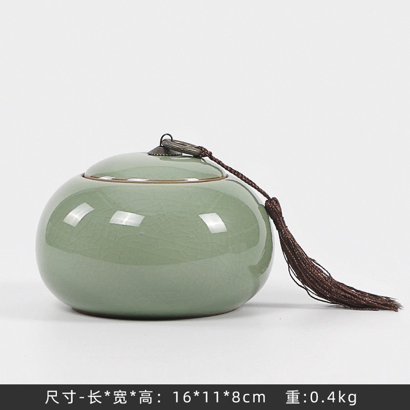 新中式小陶瓷罐摆件禅意茶室软装配饰样板房间客厅酒柜博古架摆设收纳袋 三维工匠