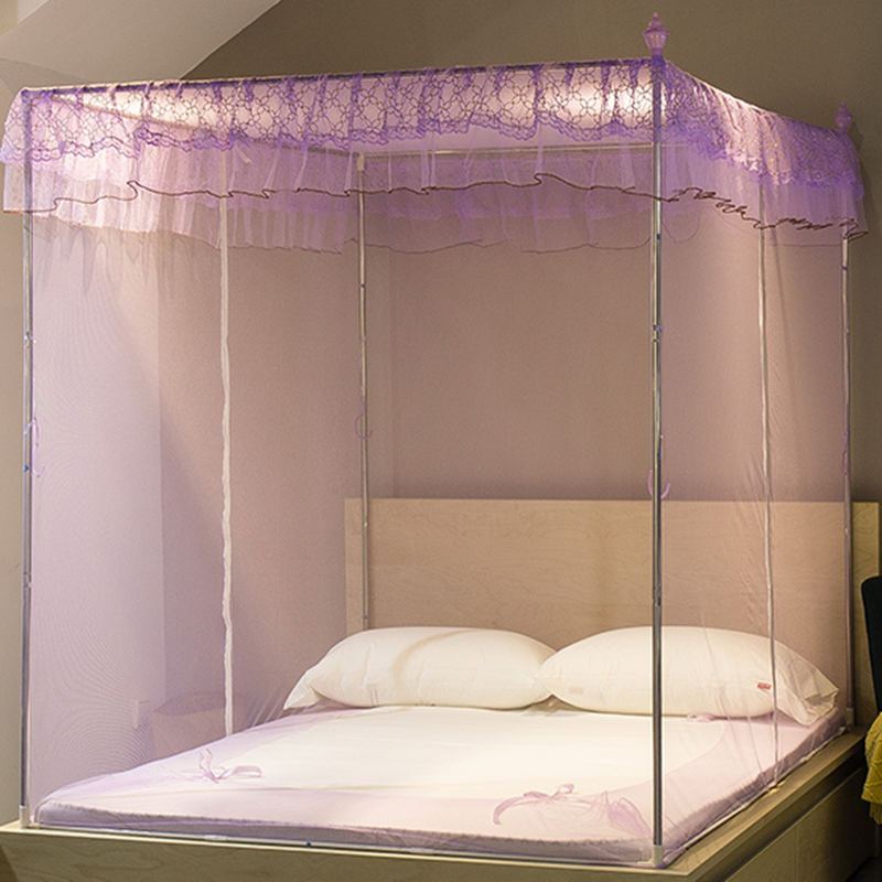 宫廷蚊帐双开门加密帐纱方顶蒙古包家用拉链式蚊帐单人坐床式蚊帐