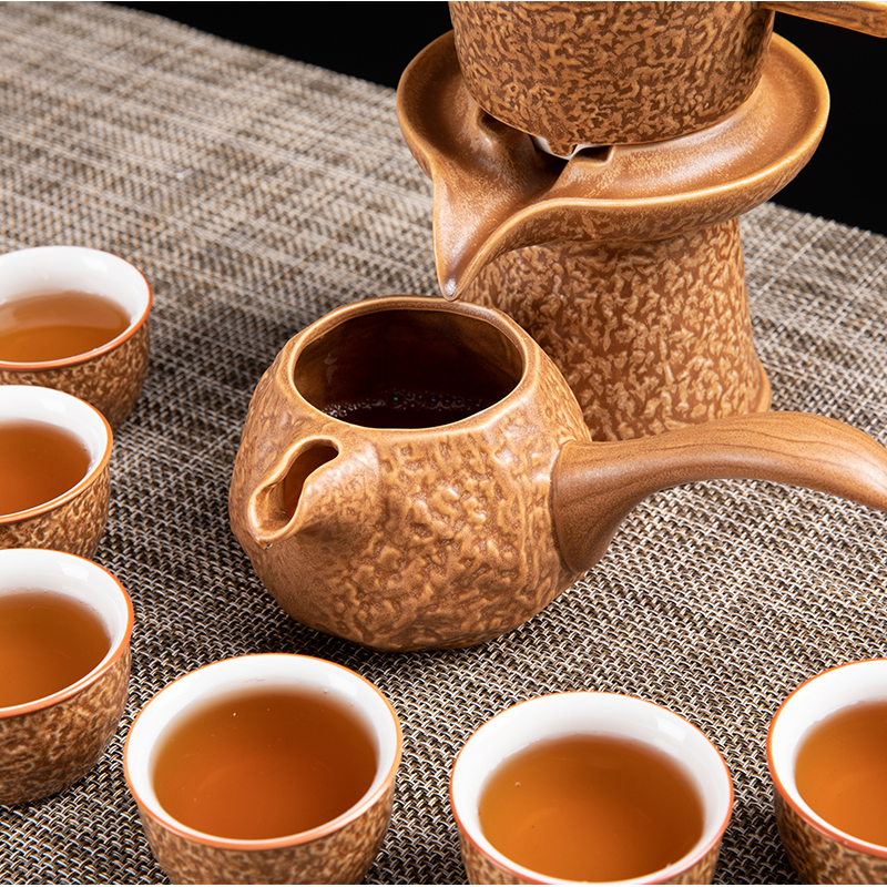 唐宏坊 茶具套装半全自动家用陶瓷懒人茶具石磨茶壶茶杯礼品套装功夫茶具