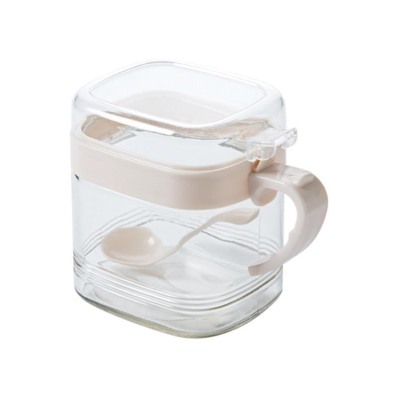 居家家玻璃调料盒调味罐调料罐盐罐厨房用品调味盒调味瓶罐佐料盒杏色