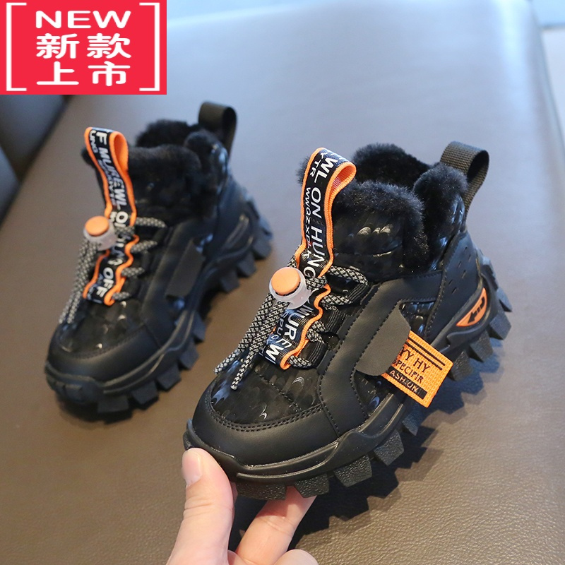 可莉允女童雪地靴2022年冬季新款男童雪地棉加绒加厚中大童棉鞋儿童棉靴