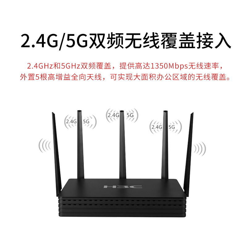 华三(H3C)ERG2-1350W 1350M双频多WAN口千兆企业级无线网关路由器 带机量100