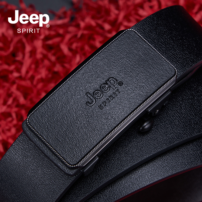 JEEP SPIRIT吉普新款内穿皮带无牙无孔自动扣男士休闲裤带男JJ高清大图