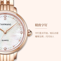 天王新品星辰系列时尚钢带女表珍珠母贝表盘优雅女士手表31275