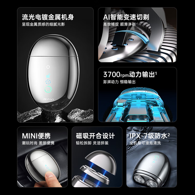 超人RAYI锐亿剃须刀迷你便携款长续航全身水洗电动刮胡刀礼盒装送男朋友送老公送父亲生日情人节礼物 迷你便携款-RS293高清大图