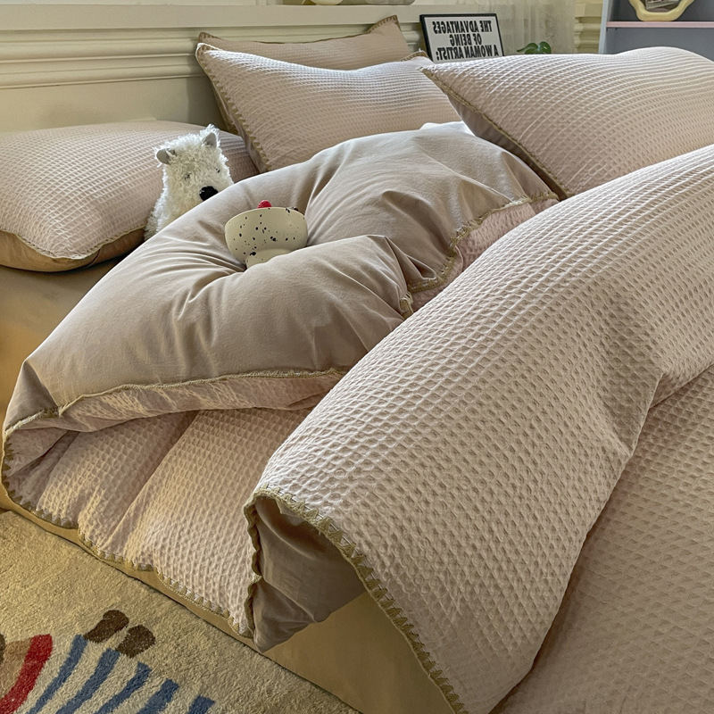 财巢 春季华夫格床上三件套 1.2米床床单款/套高清大图