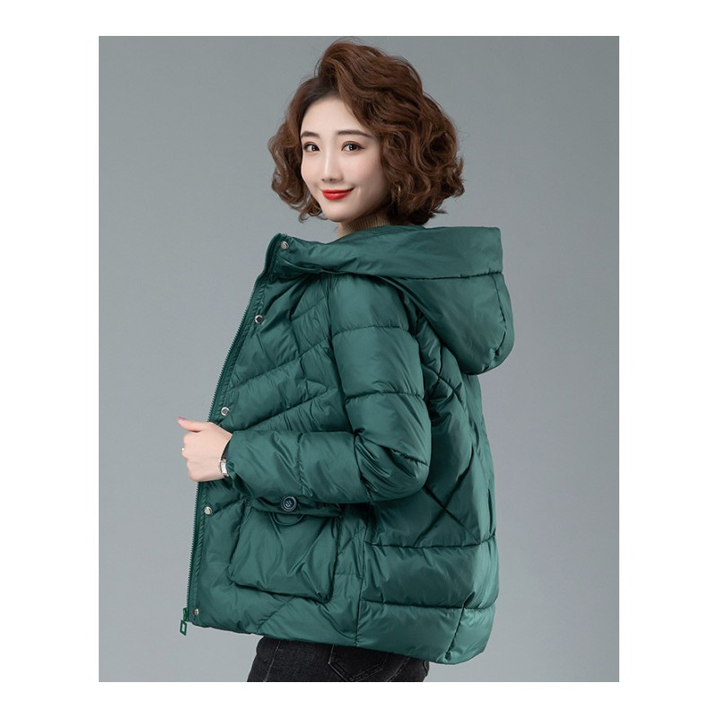 权小威小棉袄女短款轻薄衣棉服冬加厚小个子中年妈妈丝棉带帽外套