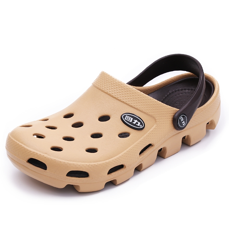 回力(warrior)洞洞鞋男士夏季韩版潮流沙滩鞋凉鞋透气包头拖鞋视频介