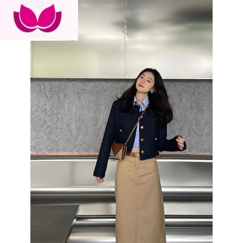 七斓名媛法式小香风外套女2023新款套装高级感半身裙套 XS 藏青色外套