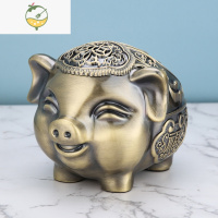 YICHENG烟灰缸家用客厅创意个性潮流办公室轻奢防烟味烟灰有盖摆件大号 青铜福猪