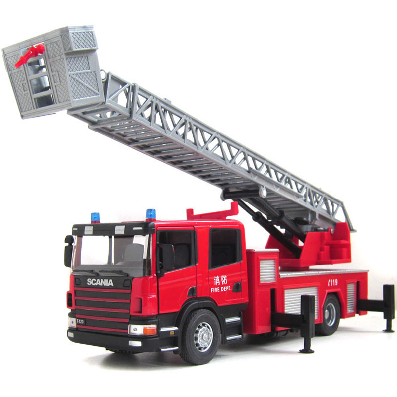 儿童玩具164大型云梯消防车合金汽车模型车男孩玩具礼物礼物