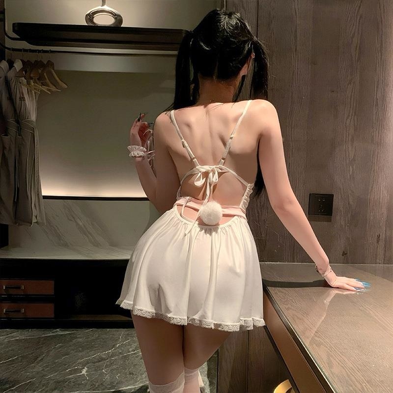 姿美情趣内衣俏皮小猫咪女仆扮演套装吊带睡裙露胸性感纯欲风qqny高清大图