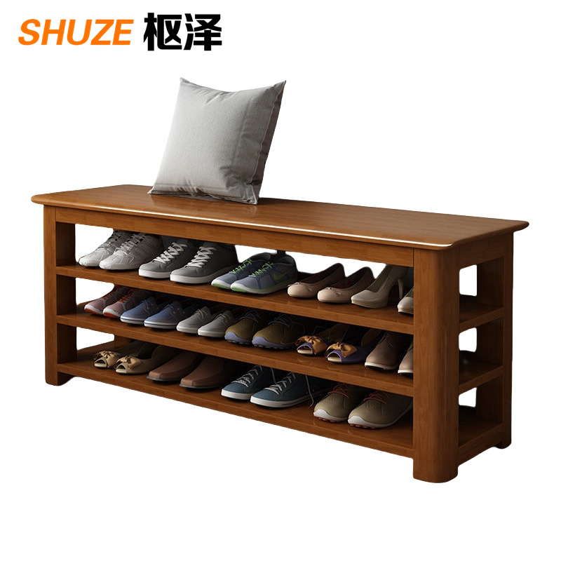 枢泽 实木换鞋凳 3层80cm 个高清大图