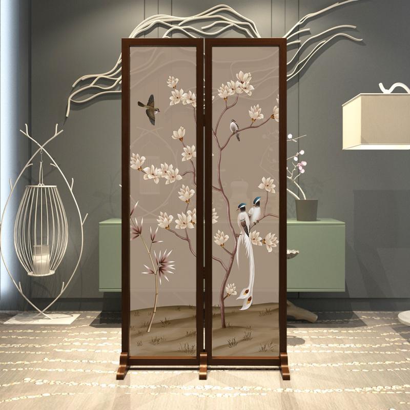 欧式屏风隔断墙客厅餐厅办公酒店卧室遮挡家用移动折叠布艺纱折屏高清大图