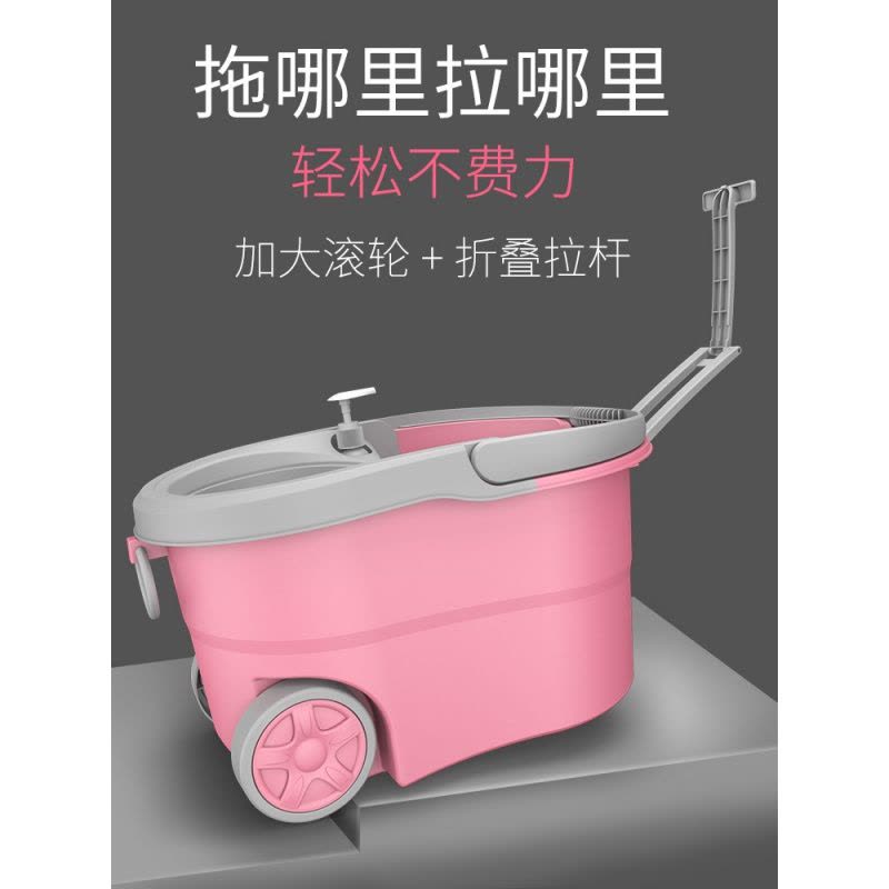 旋转拖把不锈钢家用免手洗双驱动自动甩干拖布桶拖地墩布干湿两用图片