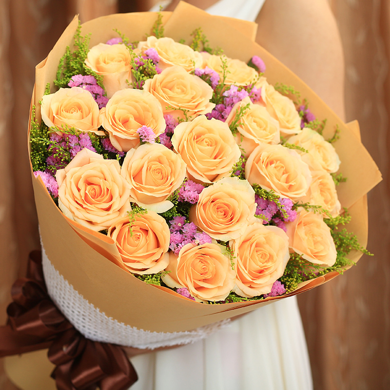 五二零鲜花绿植五二零鲜花速递全国19朵香槟玫瑰花束生日礼物预定重庆成都青岛郑州石家庄天津同城花店送花上门 价格图片品牌报价 苏宁易购五二零鲜花旗舰店