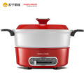 摩飞多功能电火锅家用分体式火锅烧烤肉蒸煮炒煎电煮锅MR9087红色
