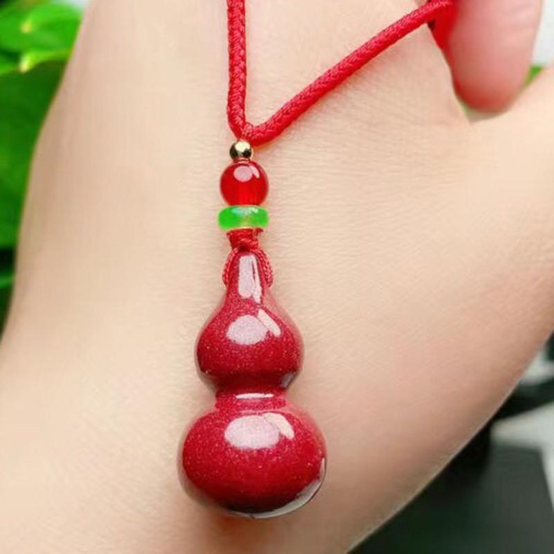 朱砂葫芦吊坠朱砂紫金砂高含量朱砂葫芦项链福禄吊坠男女同款红绳款