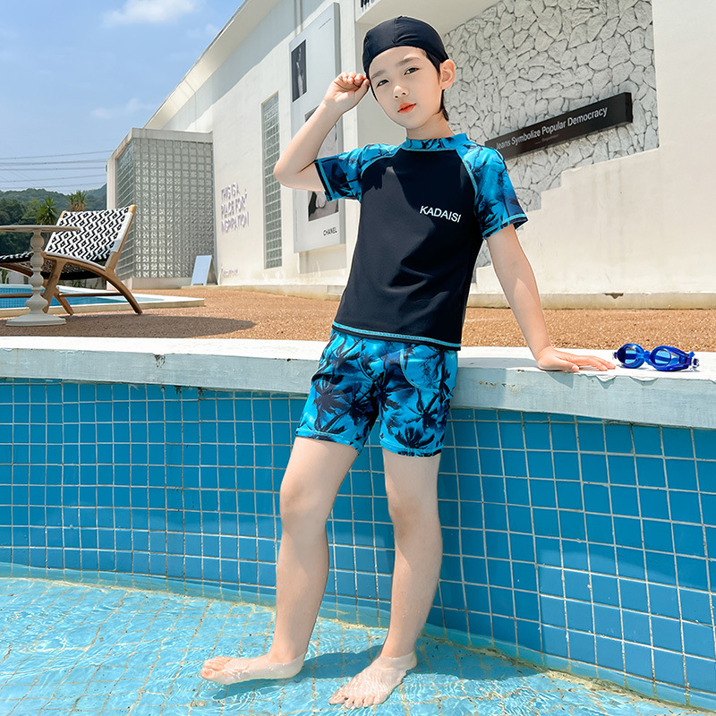 儿童泳衣男童中大童青少年分体男孩夏天2025新款泳装泳裤速干套装