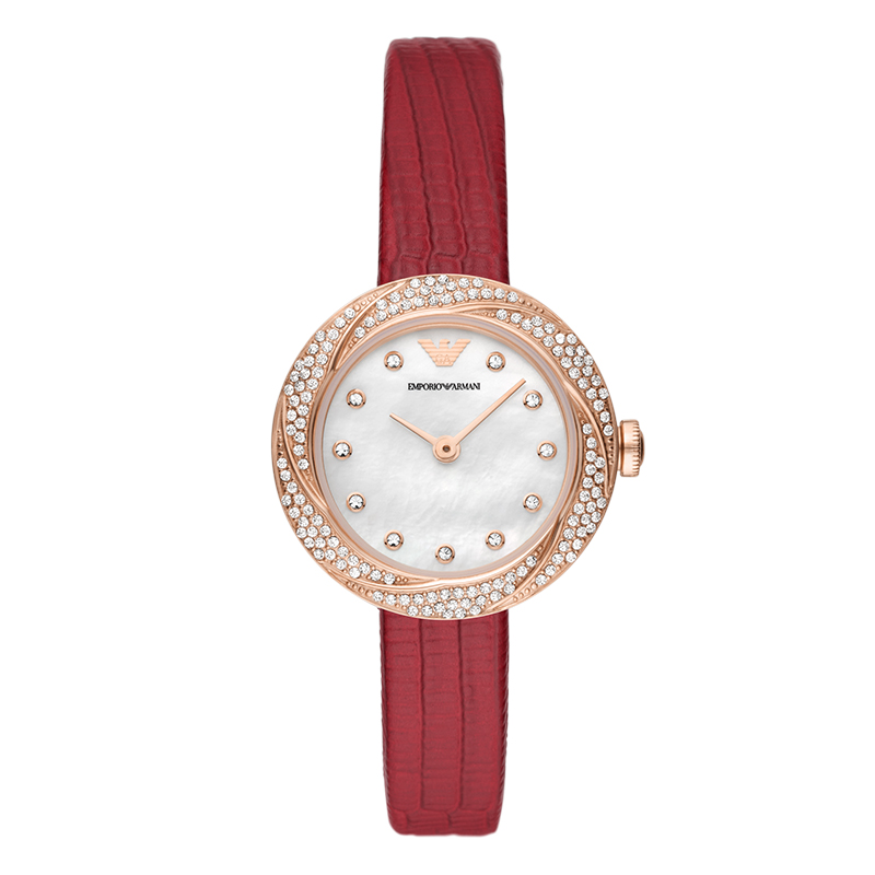 阿玛尼(EmporioArmani)玫瑰小圆盘 气质镶钻轻奢满天星手表女石英表AR11475