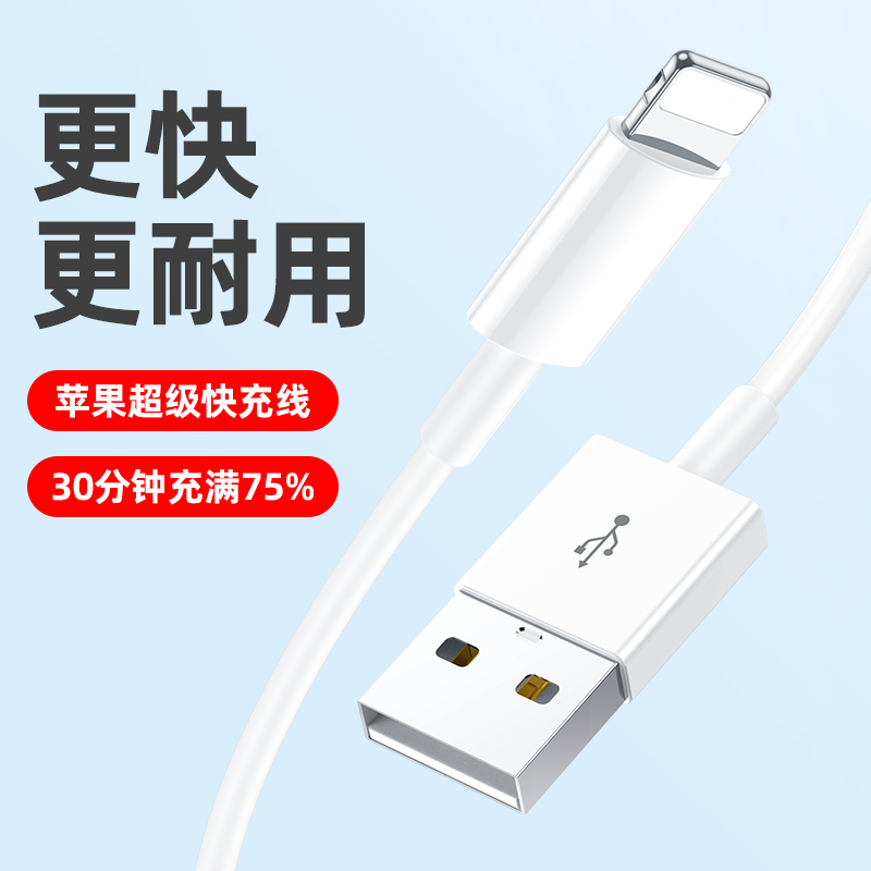 YUTOOL 苹果白色充电线-白色2米 快充不伤机 安全不发烫 十年折不断 苹果全系列快充数据线 接口升级不生锈(2条)