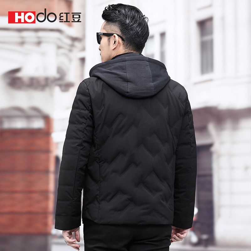 HODO红豆男装 男士羽绒服 2019冬季新款可脱卸帽领简约舒适短款羽绒服外套男