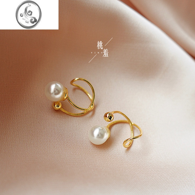 jimi发条少女耳夹日系简约贝珠合成珍珠无耳洞耳夹ins个性气质冷淡风