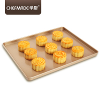 学厨烘焙工具 12寸长方形牛轧糖烤盘香槟金色不粘月饼面包饼干曲奇蛋挞家用烤箱烘培模具 WK9114