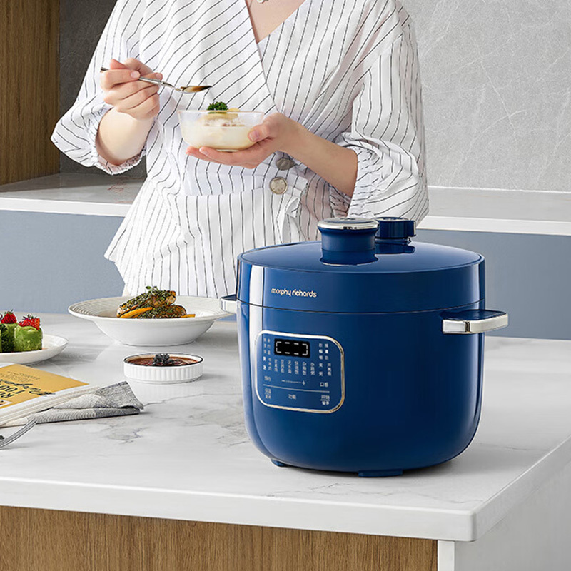 摩飞电压力锅2.5L迷你珐琅釉釜煲电高压锅轻奢蓝MR8701高清大图