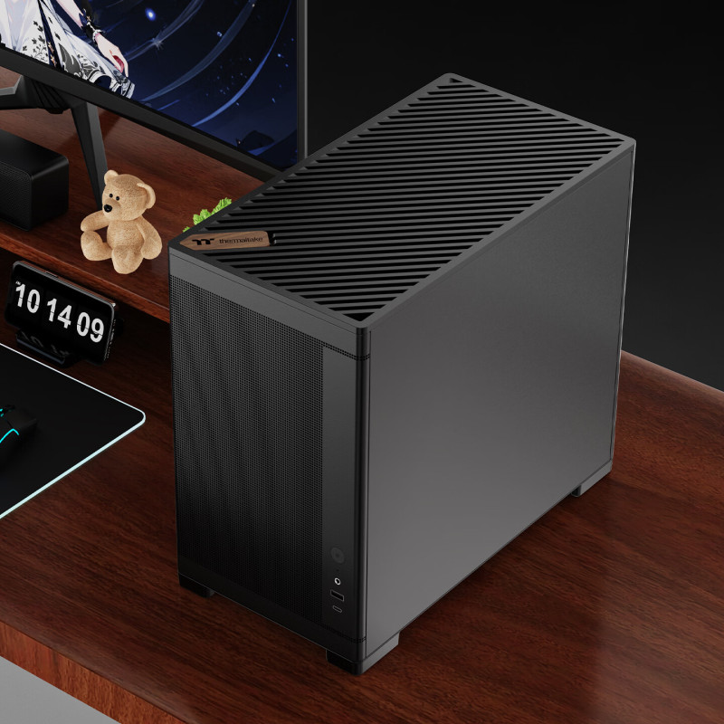 Thermaltake(Tt)TG100 机箱电脑主机 黑色(Type-C接口/桌面迷你/支持240水冷/MATX主板高清大图