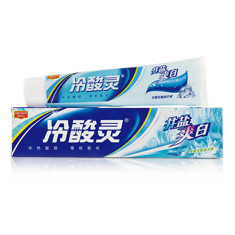 冷酸灵牙膏组合套装110g*3支(井盐110g+冰柠110g+茶清新110g) 送超感适齿牙刷套装高清大图
