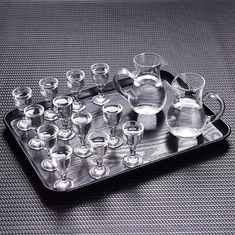 家用玻璃小白酒杯分酒器套装一两厚底一口杯烈酒杯子弹头酒盅酒具