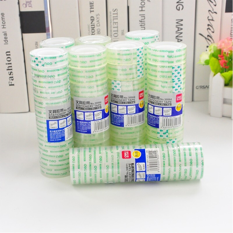 得力(deli)30014胶带透明易撕学生文具简约时尚透明小胶带12mm*20y*38um(12卷/筒) 2筒装