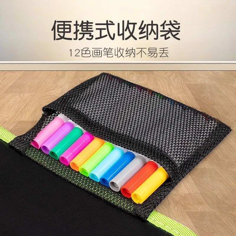 画画板儿童涂鸦宝宝小孩小黑板家用写字板可擦写水绘画本玩具神器 绿色恐龙款[6面可画+3支水粉笔]