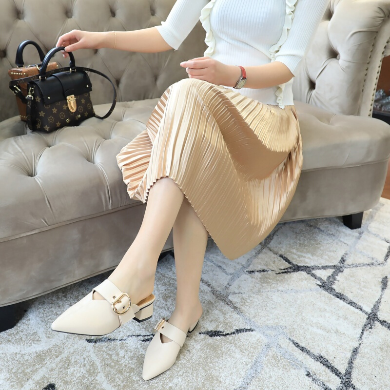 半身裙女中长裙春装2018新款女装韩版百搭系带百褶裙显瘦裙子潮