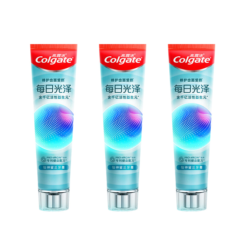 高露洁(Colgate)每日光泽健齿修护牙膏 留兰160g*3 含氟防蛀